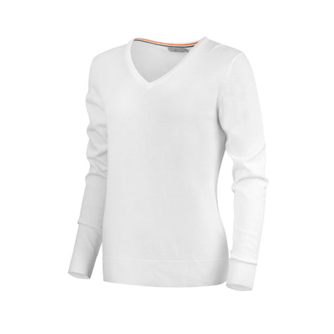 Cross Ladies classic V neck Jumper White L
