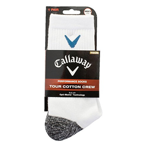 Callaway Golf Mens Tour Cotton Crew Socks White